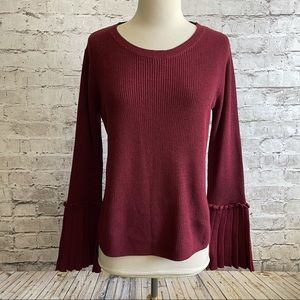 Olivia Warren pleated bell sleeves sweater